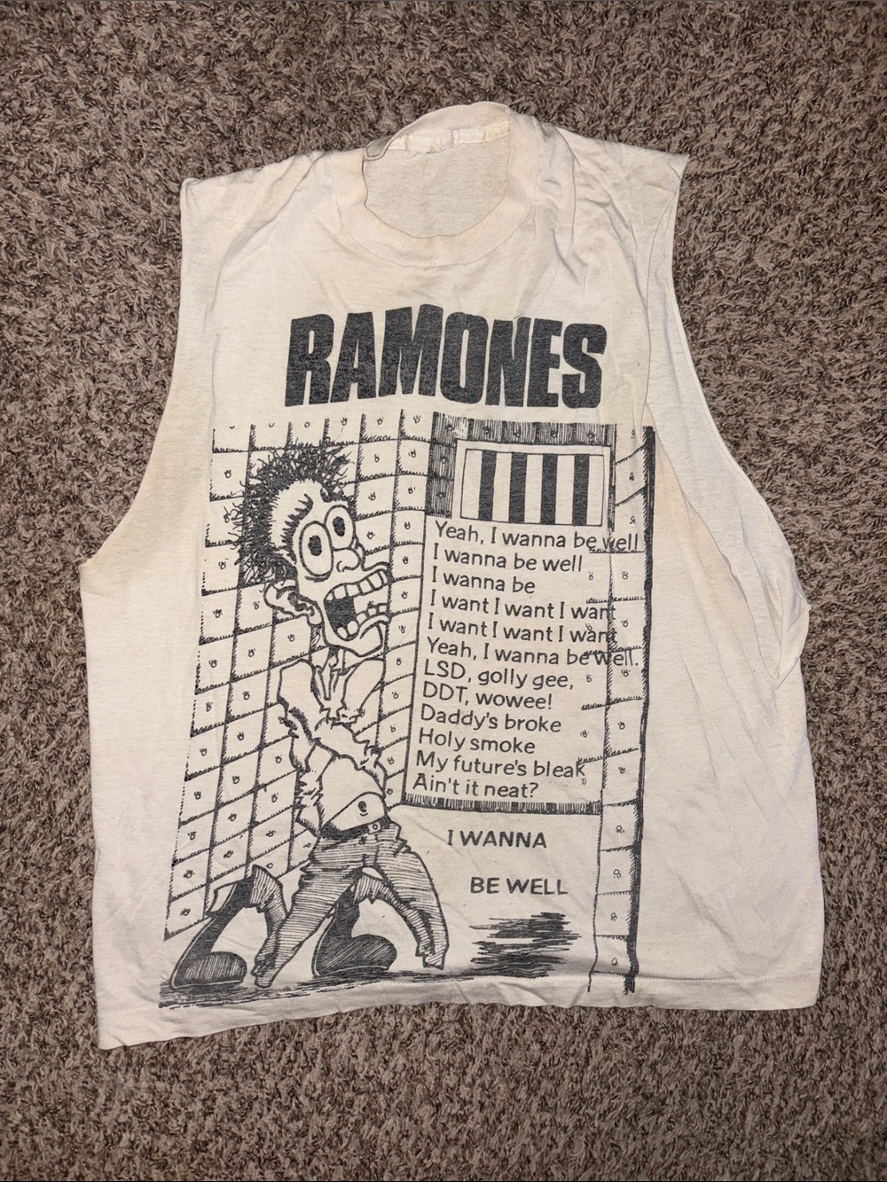 Extremely rare Ramones I Wanna Be Well cut off Muscle Tee